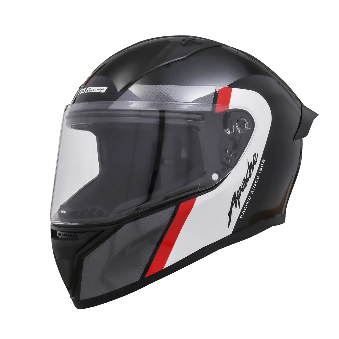 TVS Apache Full Face Helmet | Color: Black, Red & White Strip - Image 2