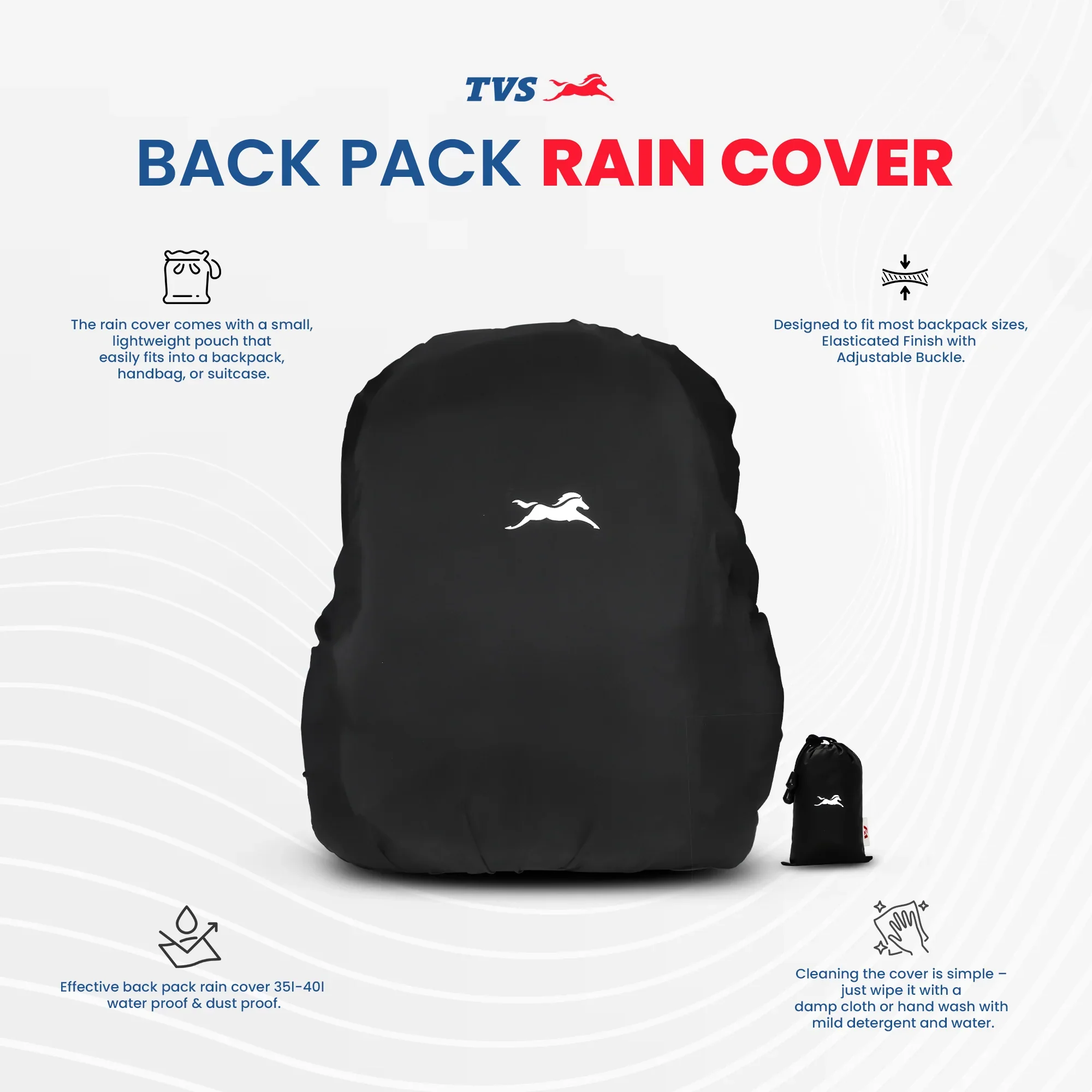 TVS Back Pack Rain Cover - Image 2