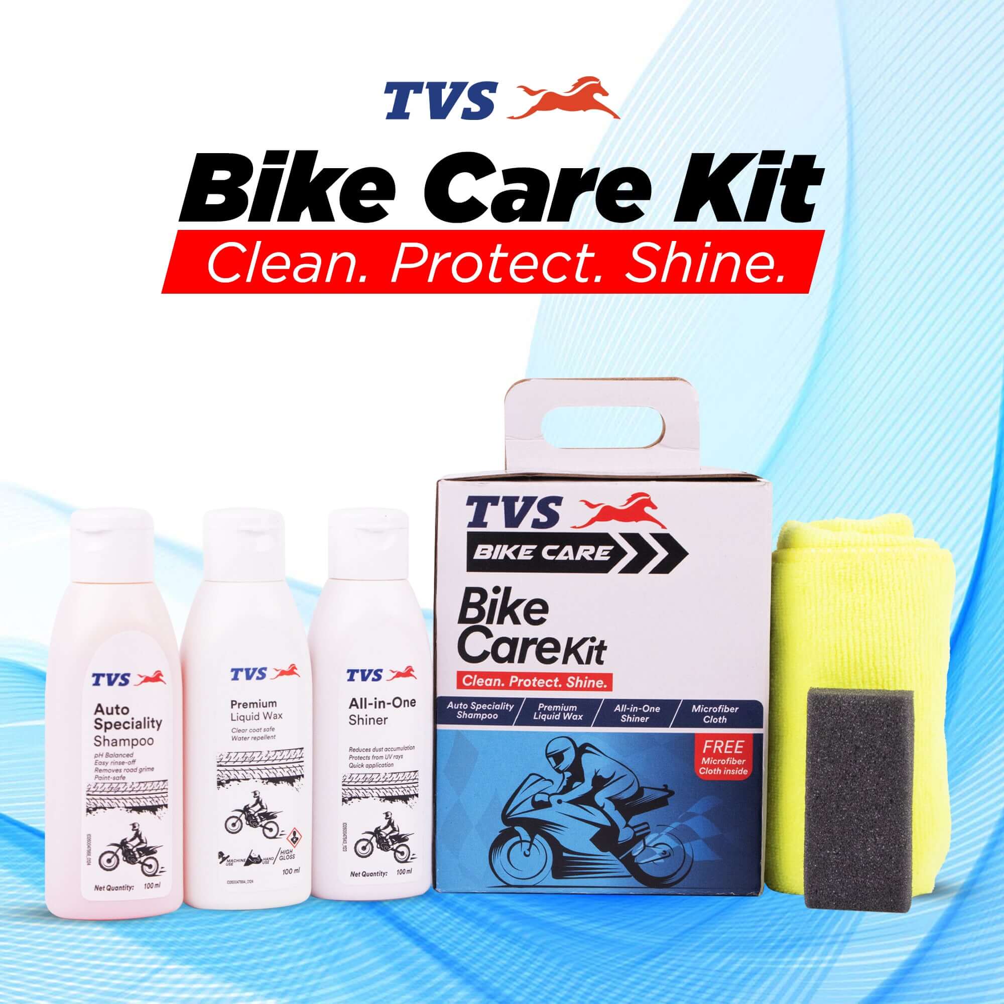 TVS Bike Care Kit  Essential Cleaning and Maintenance Tools - Image 2