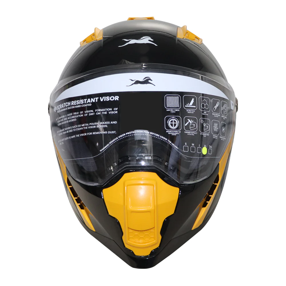 TVS Raider Edition Full Face Helmet | ISI Certified Color; Black & Yellow - Image 6