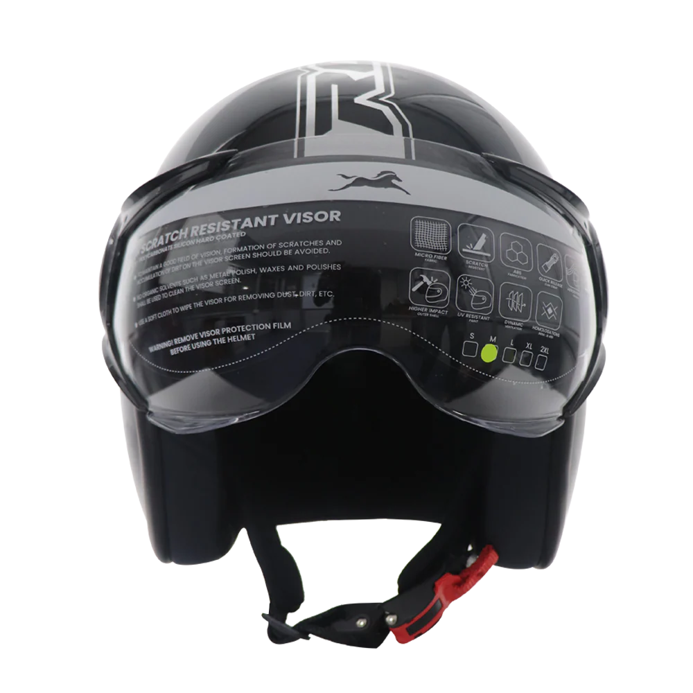TVS RONIN Half Face Black Helmet - ISI Certified - Image 3