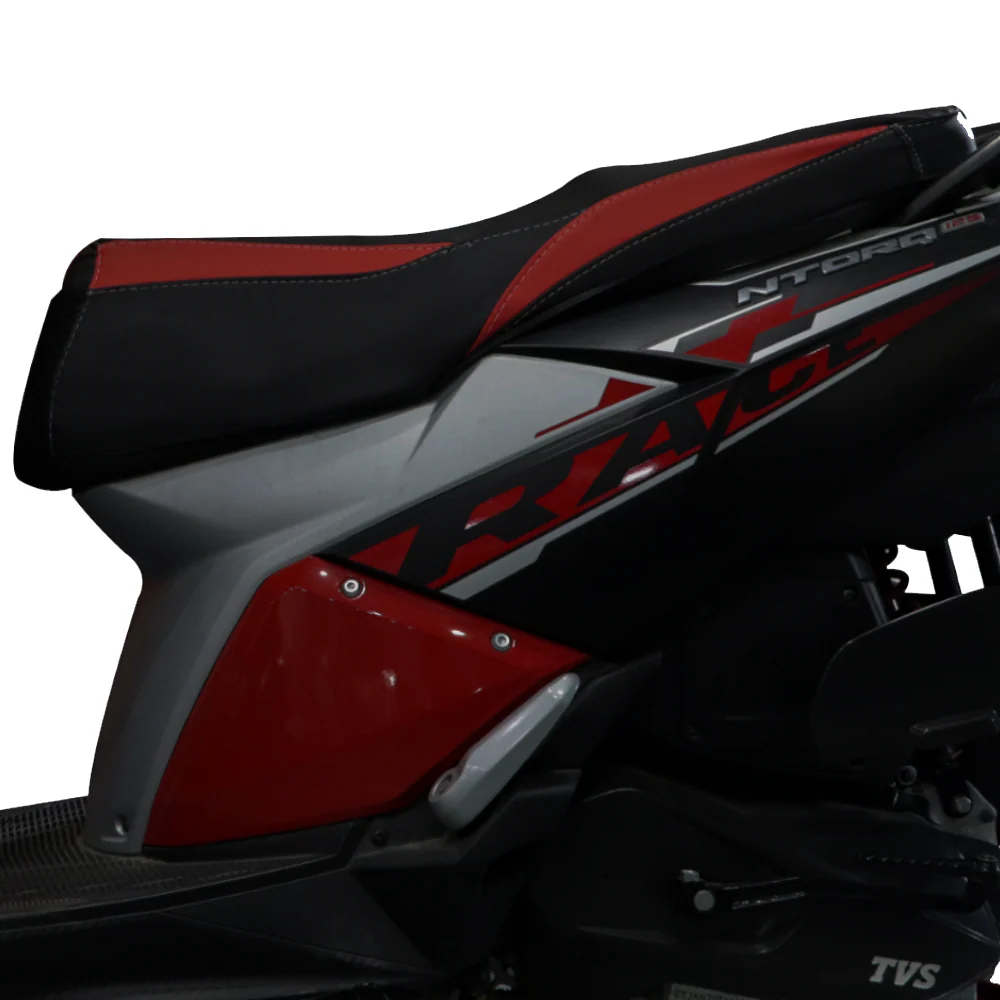 TVS NTORQ Seat Cover Black with Red - Stylish Seat Protection - Image 2