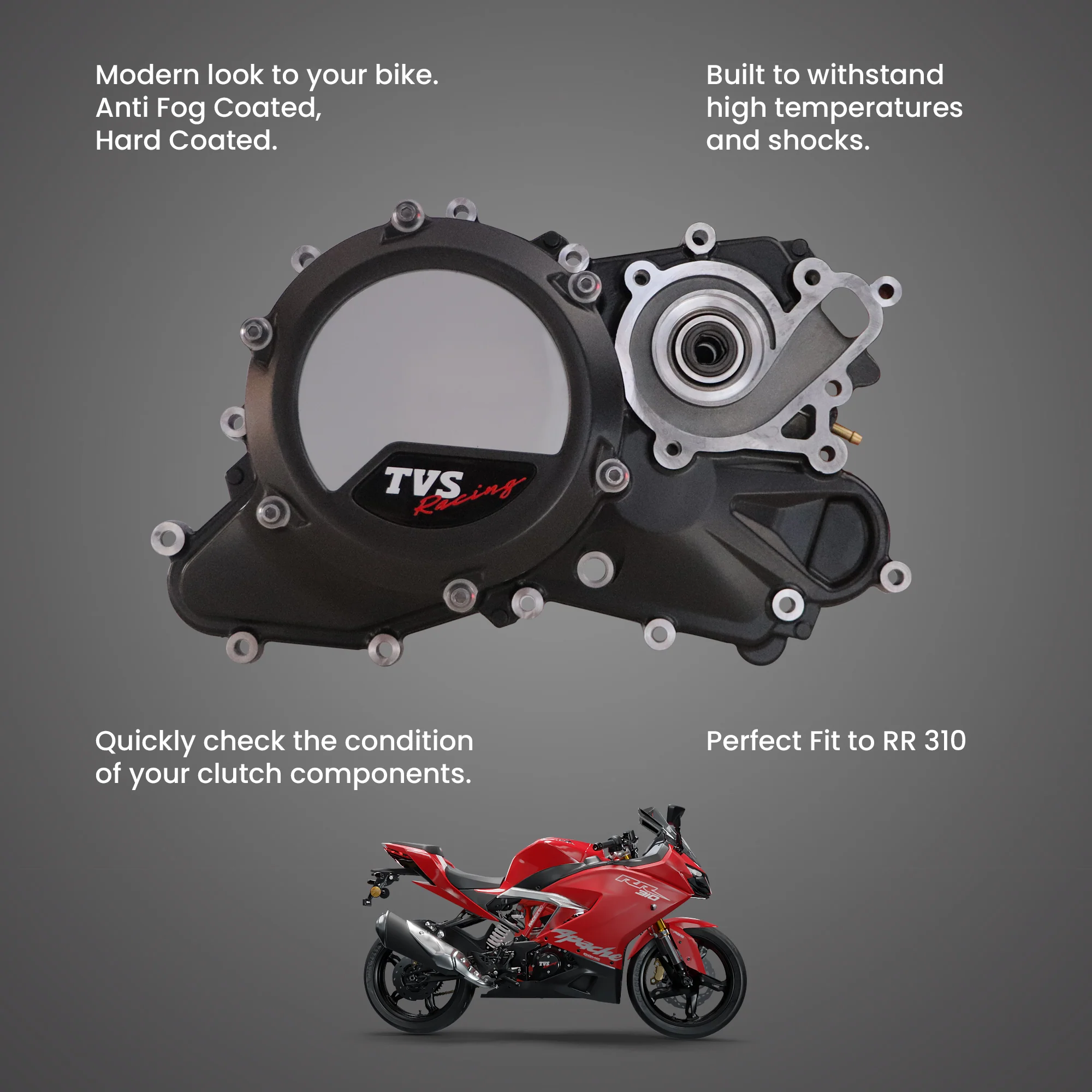 TVS Transparent Cover Clutch for RR 310|Titan Grey|Anti Fog - Image 2