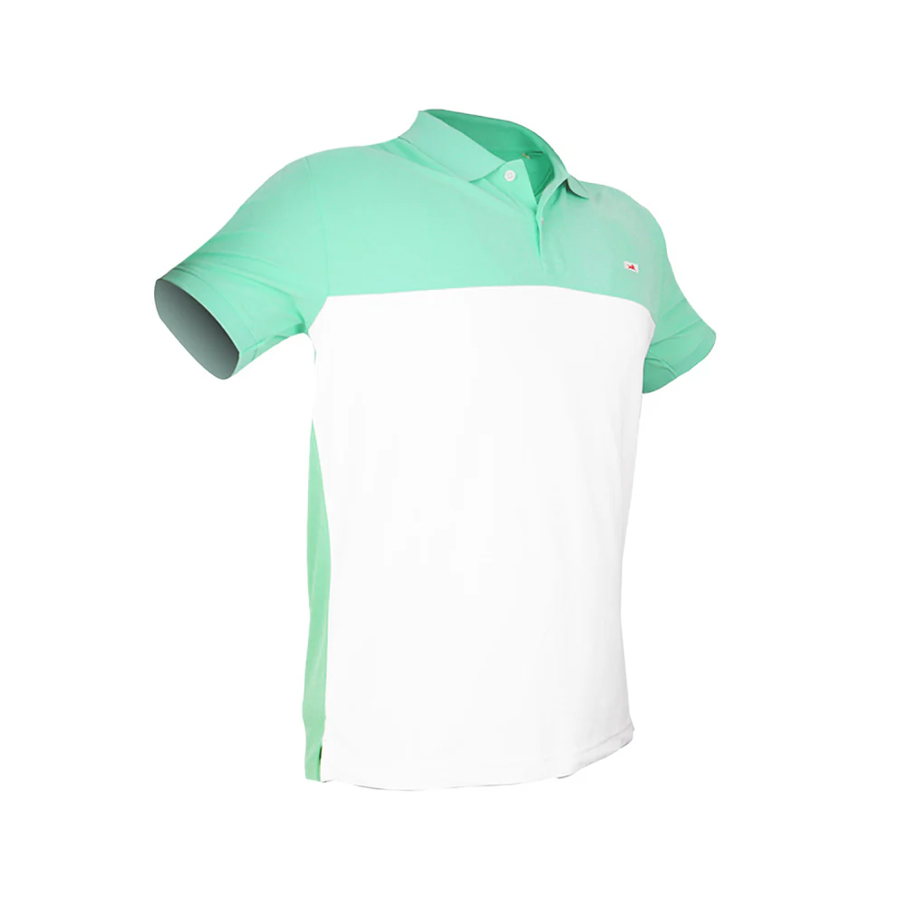 TVS Cut and Sew high Quality Polyster Polo T-Shirt, Color: White & Green - Image 3