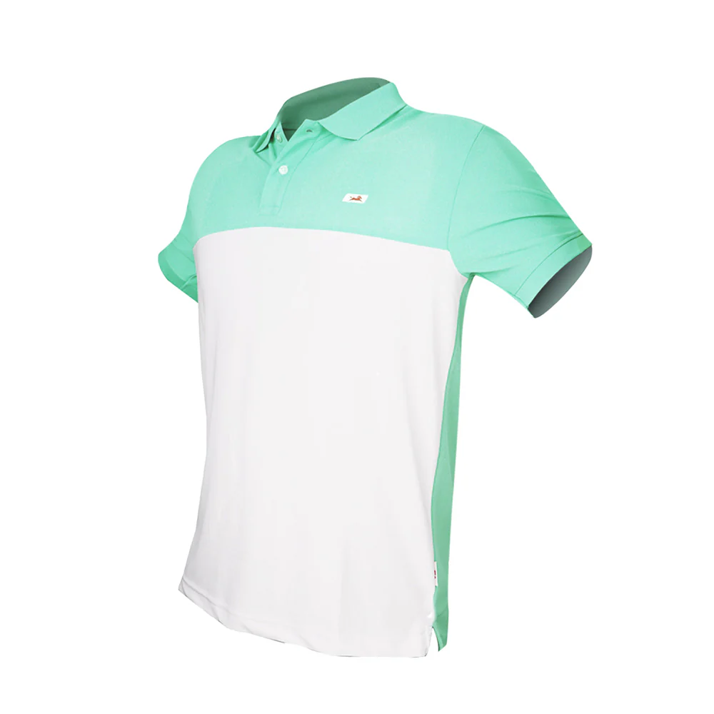 TVS Cut and Sew high Quality Polyster Polo T-Shirt, Color: White & Green - Image 4