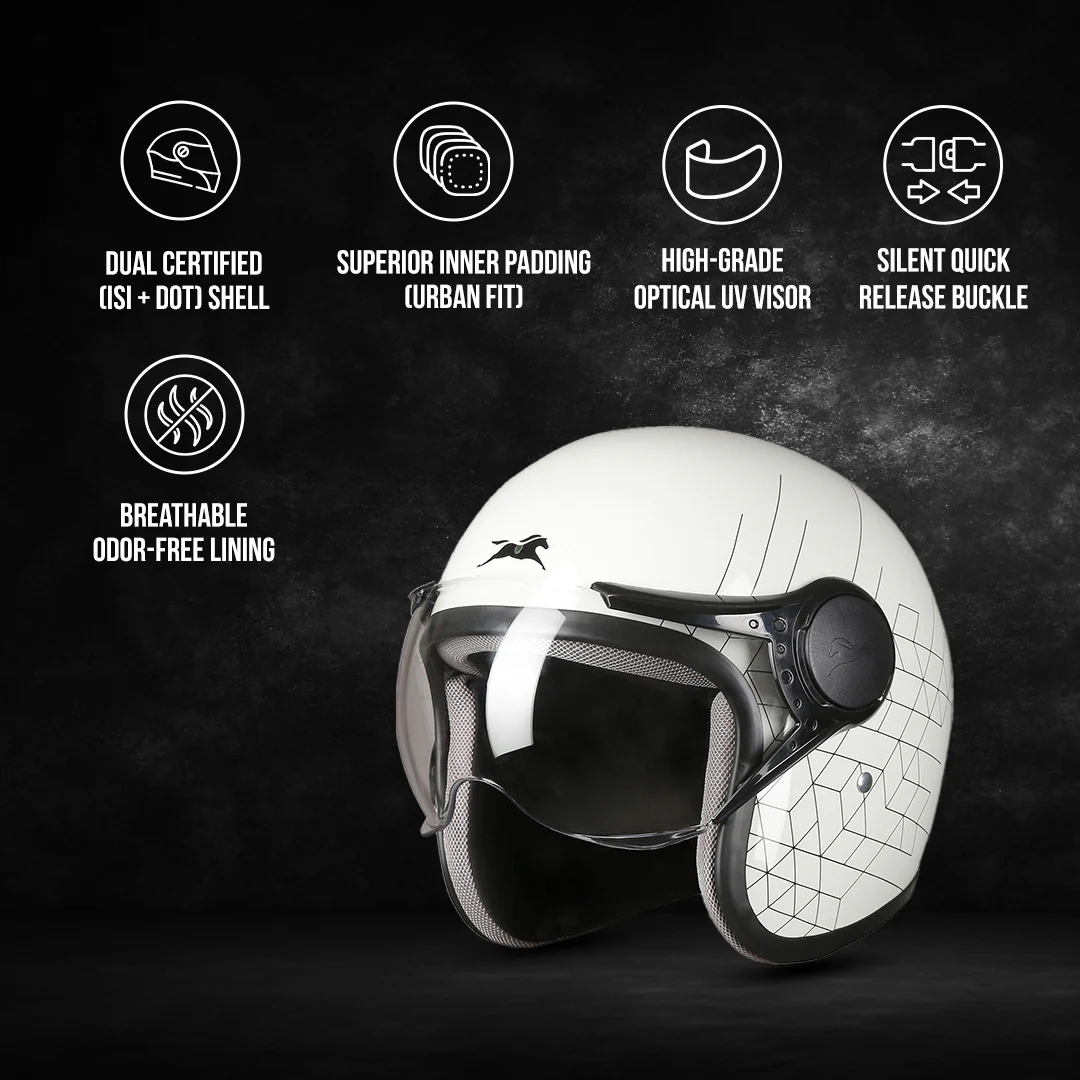 TVS Cruisetown Open Face Helmet – Stylish & Safe Helmet for Riders | ISI & DOT Certified | Premium Protection for Men & Women | Comfortable, Durable & Lightweight Design with Visor - Image 14