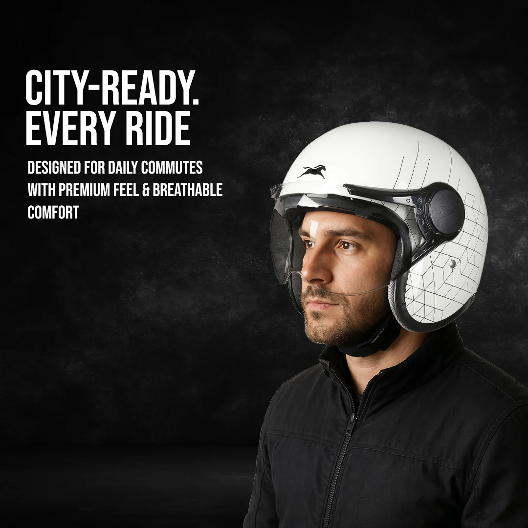 TVS Cruisetown Open Face Helmet – Stylish & Safe Helmet for Riders | ISI & DOT Certified | Premium Protection for Men & Women | Comfortable, Durable & Lightweight Design with Visor - Image 16