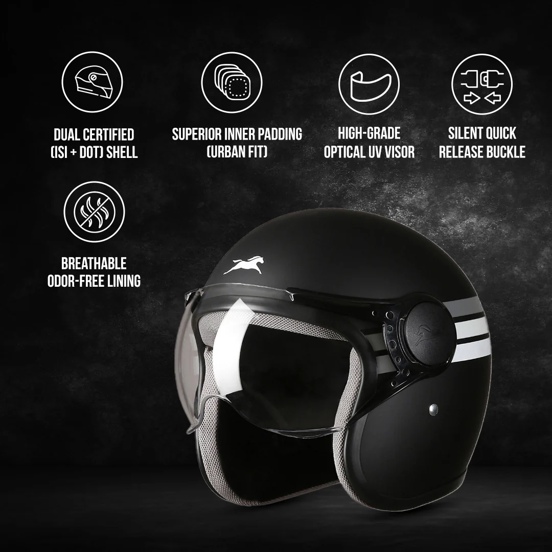 TVS Cruisetown Open Face Helmet – Stylish & Safe Helmet for Riders | ISI & DOT Certified | Premium Protection for Men & Women | Comfortable, Durable & Lightweight Design with Visor - Image 25