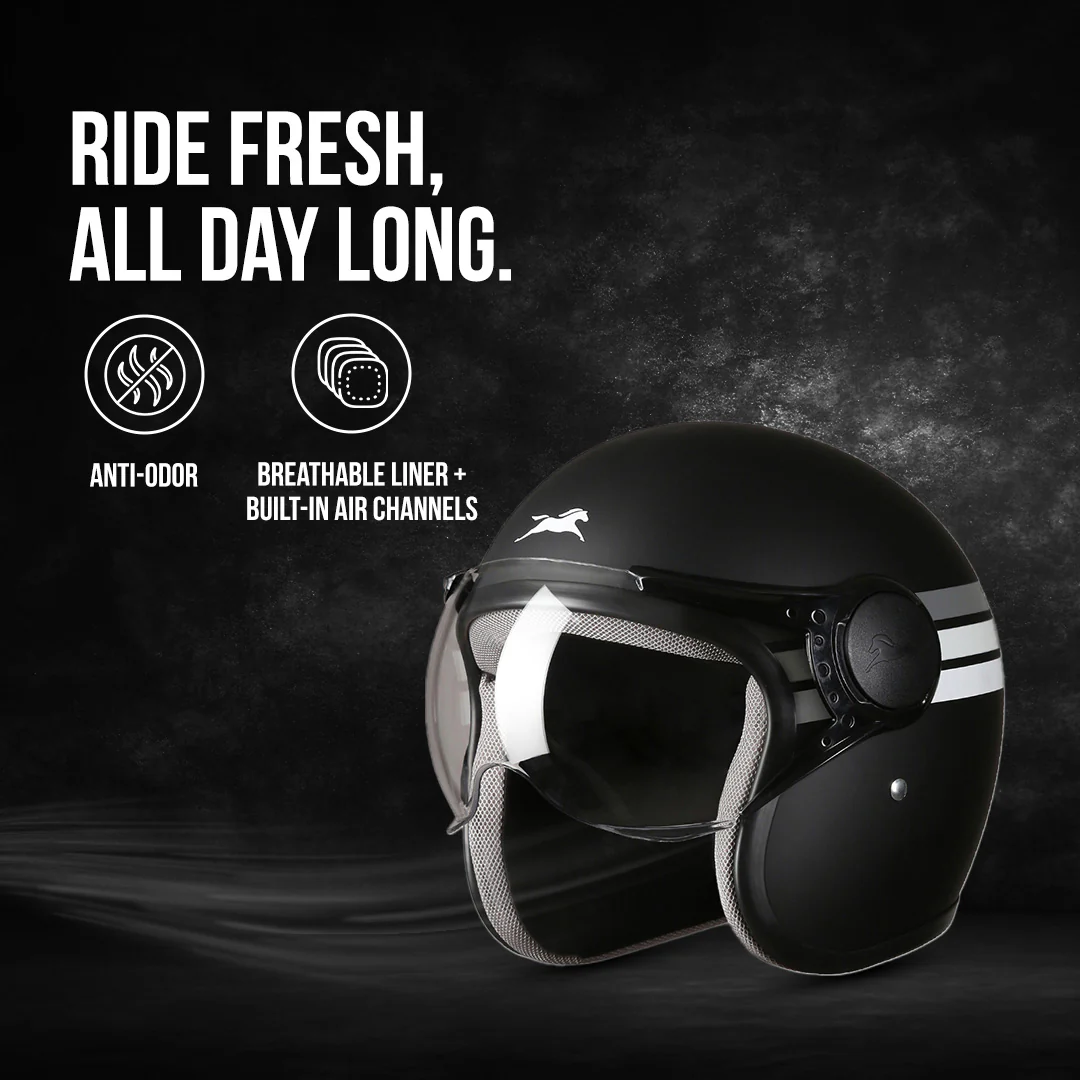 TVS Cruisetown Open Face Helmet – Stylish & Safe Helmet for Riders | ISI & DOT Certified | Premium Protection for Men & Women | Comfortable, Durable & Lightweight Design with Visor - Image 28