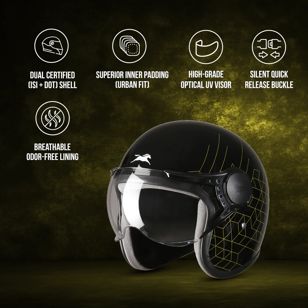 TVS Cruisetown Open Face Helmet – Stylish & Safe Helmet for Riders | ISI & DOT Certified | Premium Protection for Men & Women | Comfortable, Durable & Lightweight Design with Visor - Image 3