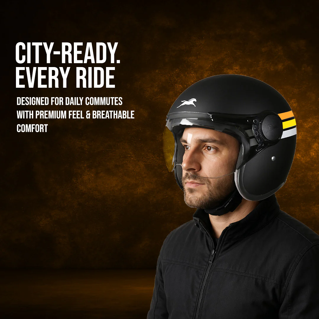 TVS Cruisetown Open Face Helmet – Stylish & Safe Helmet for Riders | ISI & DOT Certified | Premium Protection for Men & Women | Comfortable, Durable & Lightweight Design with Visor - Image 38