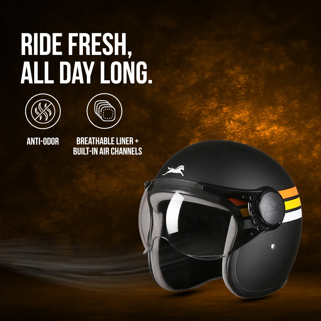 TVS Cruisetown Open Face Helmet – Stylish & Safe Helmet for Riders | ISI & DOT Certified | Premium Protection for Men & Women | Comfortable, Durable & Lightweight Design with Visor - Image 39