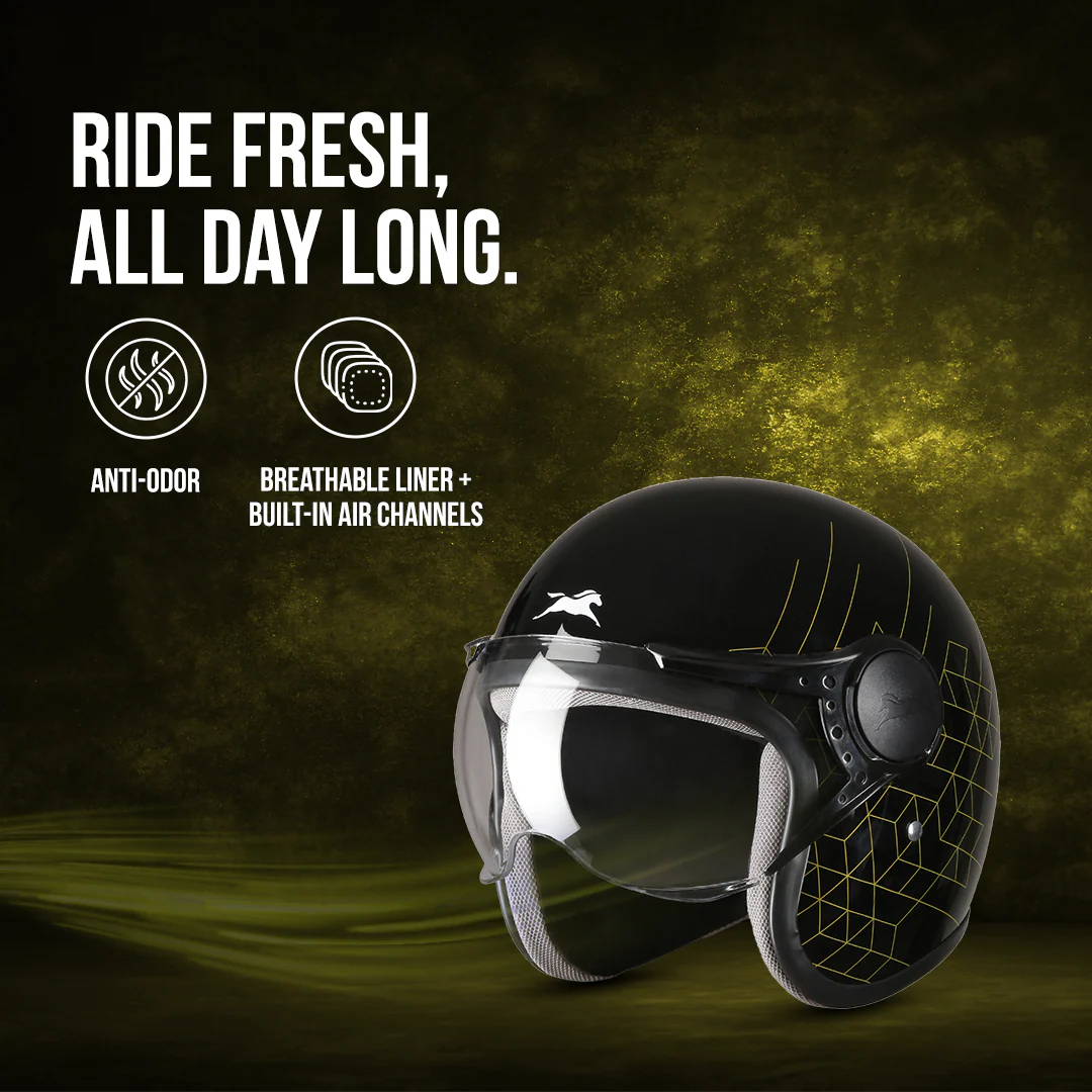 TVS Cruisetown Open Face Helmet – Stylish & Safe Helmet for Riders | ISI & DOT Certified | Premium Protection for Men & Women | Comfortable, Durable & Lightweight Design with Visor - Image 6