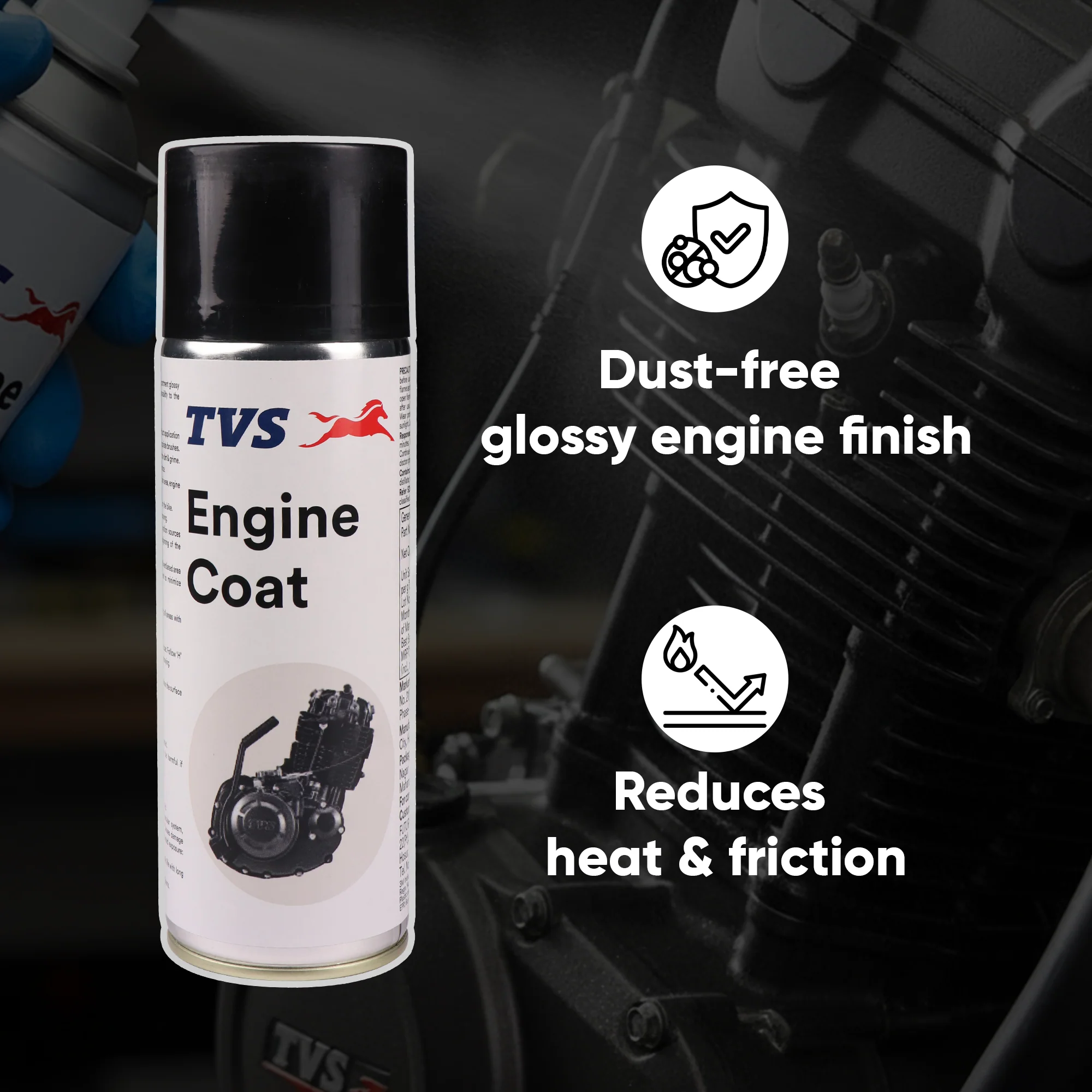TVS Engine Coat for Bikes – Protects Against Dust & Friction | Enhances Glossy Finish | Easy Maintenance Formula - Image 4
