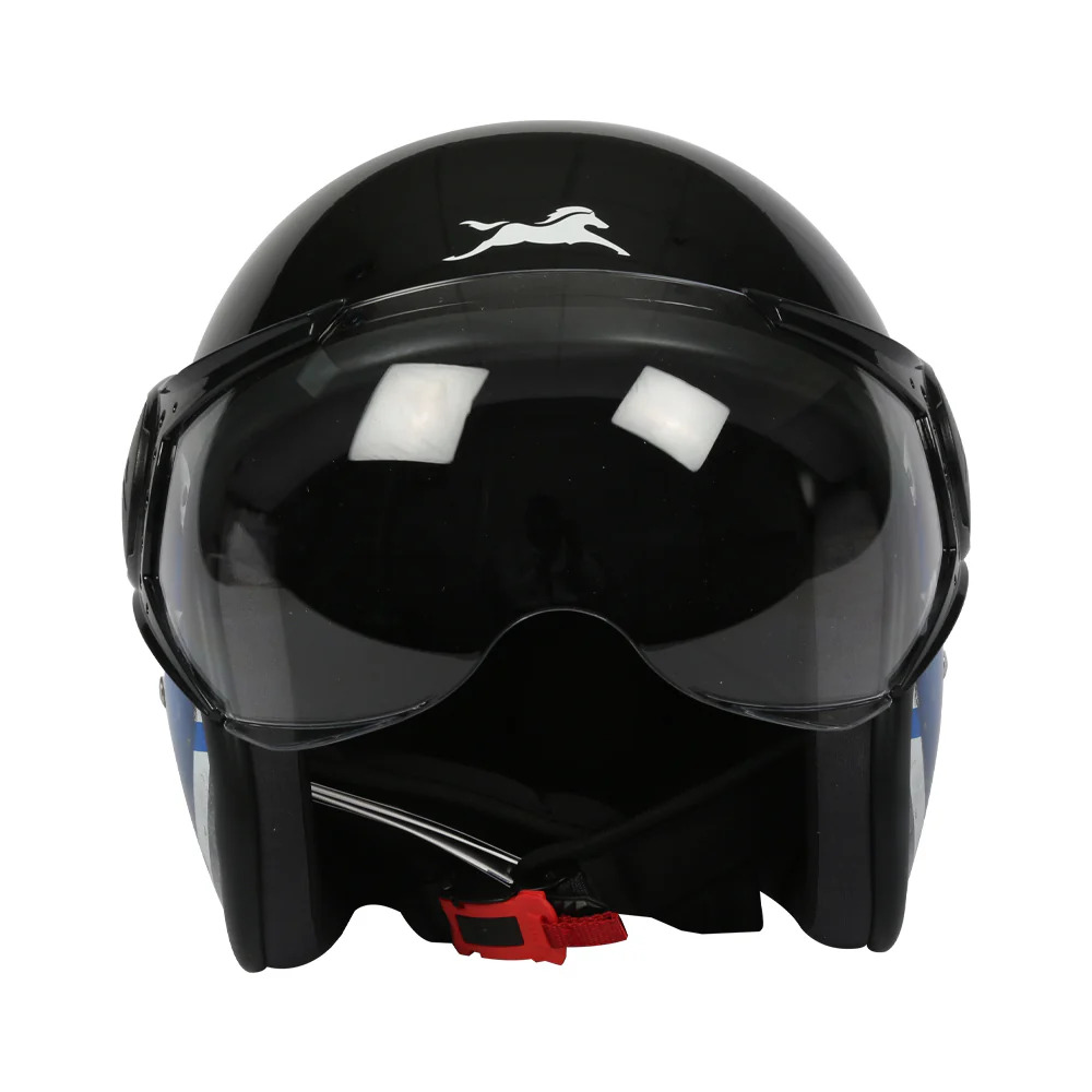 TVS Half Face Captain Motorbike Helmet (Black and Blue) - Image 4