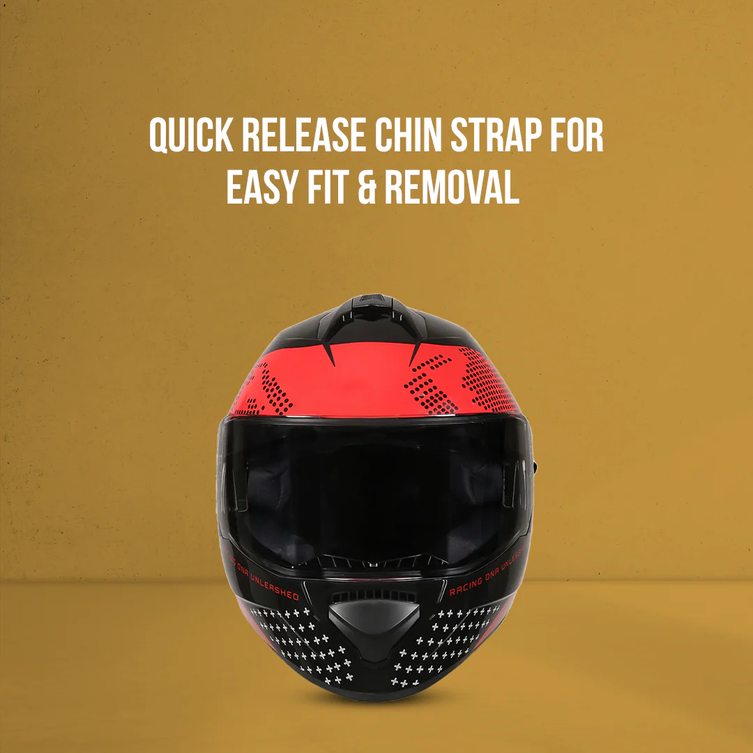 TVS Racing Phantom Series Full Face Dual Visor Helmet for Men | Premium Bike Helmets with ABS Shell, UV Paint | Quick Release System | Aerodynamic Design | DOT & ISI Certified (Black V1) - Image 20