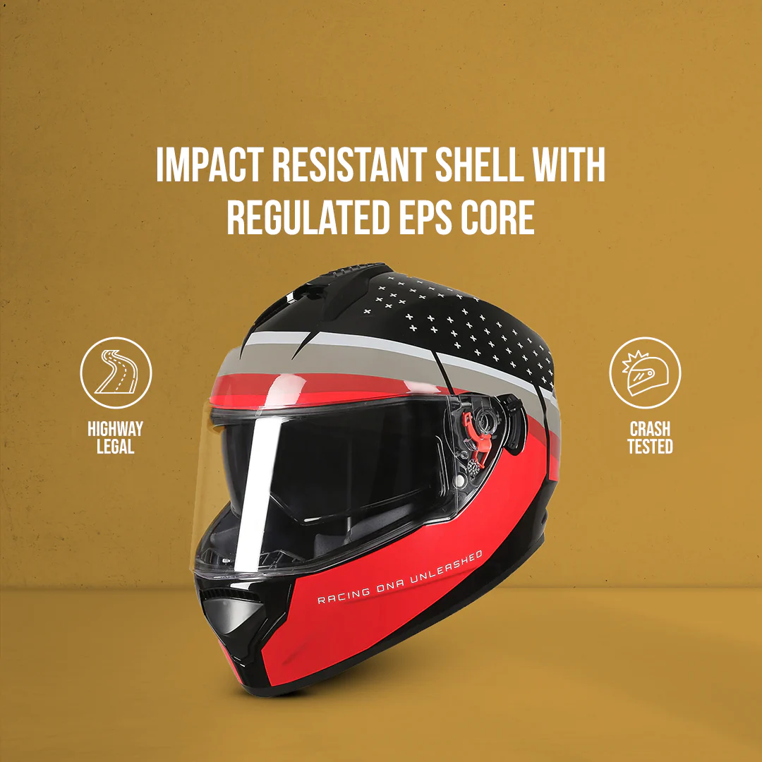 TVS Racing Phantom Series Full Face Dual Visor Helmet for Men | Premium Bike Helmets with ABS Shell, UV Paint | Quick Release System | Aerodynamic Design | DOT & ISI Certified (Black V1) - Image 21