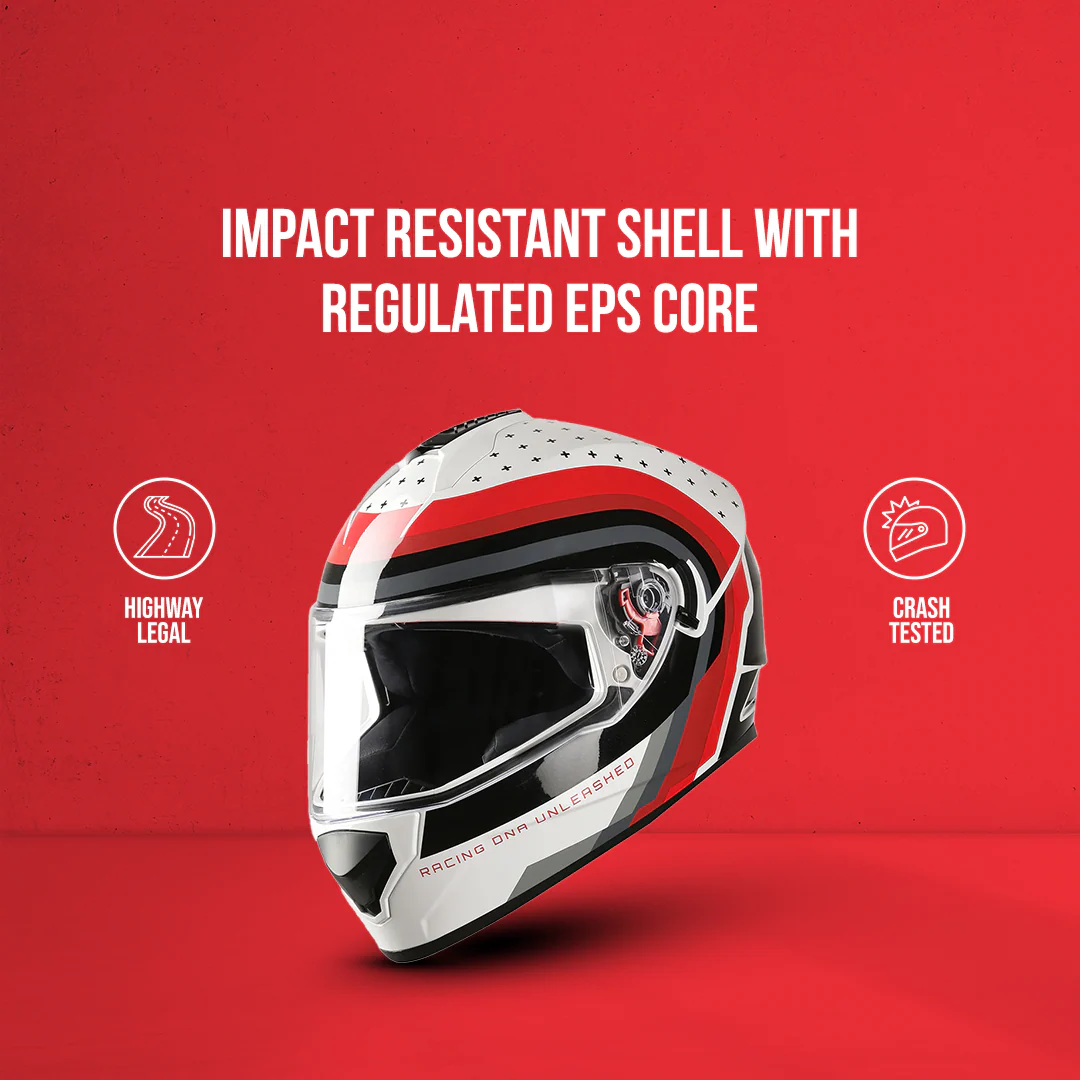 TVS Racing Phantom Series Full Face Dual Visor Helmet for Men | Premium Bike Helmets with ABS Shell, UV Paint | Quick Release System | Aerodynamic Design | DOT & ISI Certified (Black V1) - Image 33