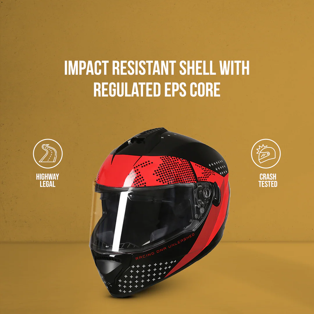 TVS Racing Phantom Series Full Face Dual Visor Helmet for Men | Premium Bike Helmets with ABS Shell, UV Paint | Quick Release System | Aerodynamic Design | DOT & ISI Certified (Black V1) - Image 9