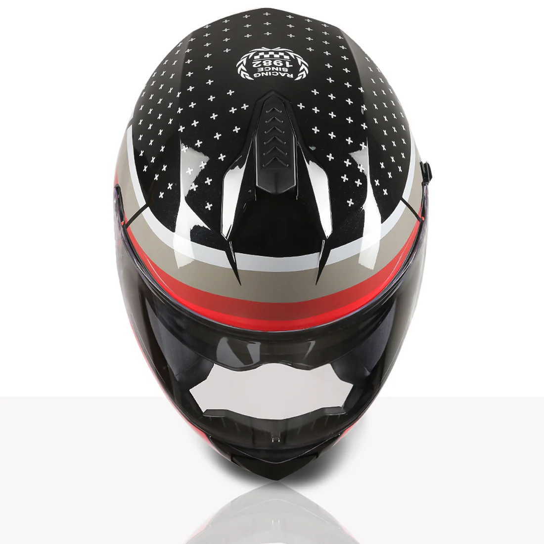 TVS Racing Phantom Series Full Face Dual Visor Helmet for Men | Premium Bike Helmets with ABS Shell, UV Paint | Quick Release System | Aerodynamic Design | DOT & ISI Certified (Black V2) - Image 4