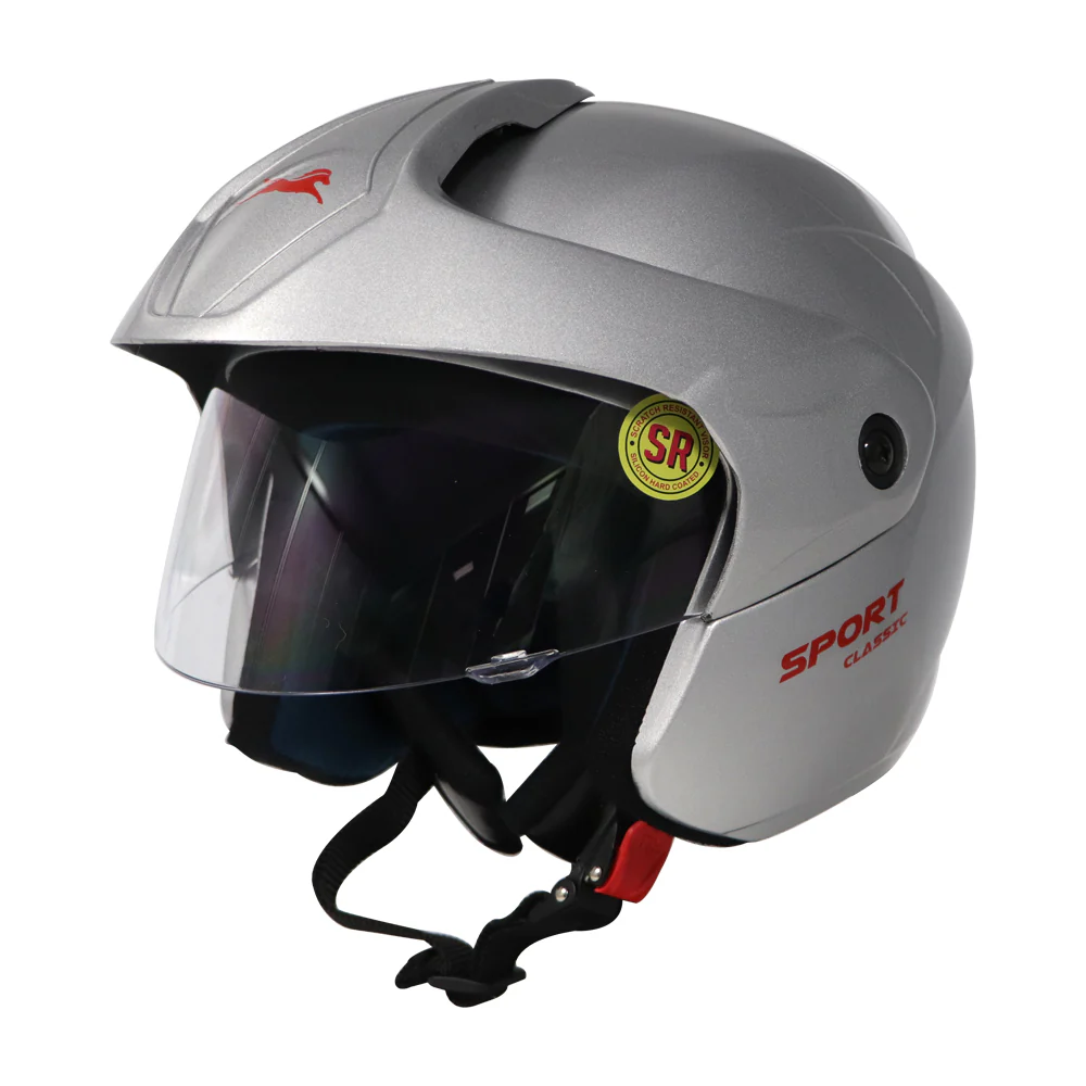 TVS Sport Classic Half Face Helmet, Color: Silver - ISI Certified - Image 4