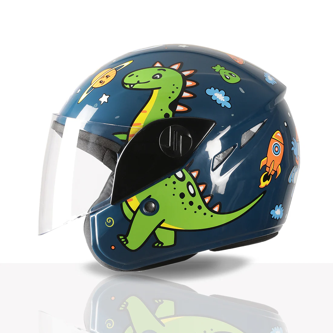 TVS Moto Jr. Kids Helmet |Fun Glow in the Dark Graphics | Lightweight ISI Certified ABS Shell| Removable Cheek Pads | Ideal Kids Bike Helmet for Cycle Scooter Daily Ride Comfort & Protection - Image 16