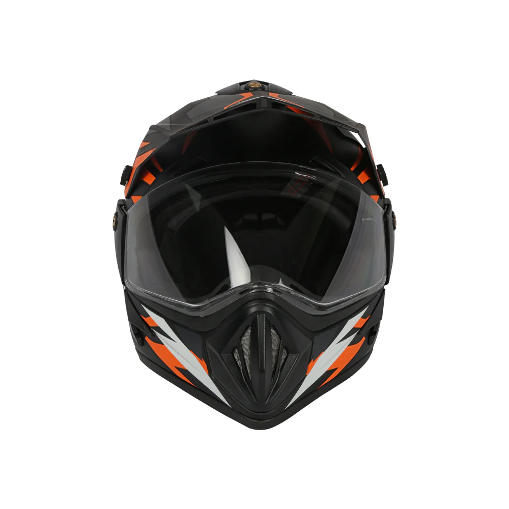 TVS Motorbike Helmet Black Orange and White - Image 3