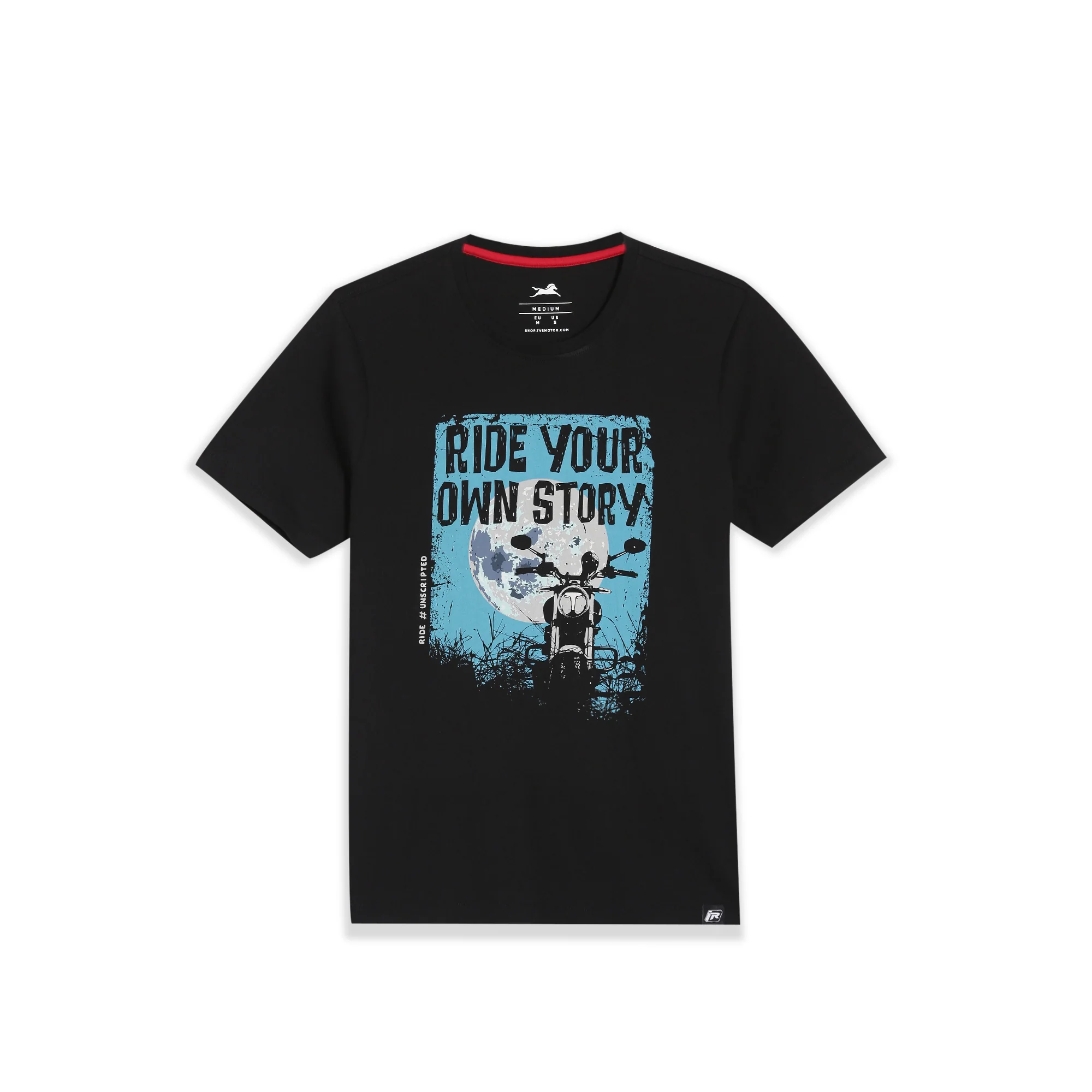 TVS Originals Collection Crew Neck T-Shirt – Bold Street Style, 100% Pure Cotton, Ultra-Soft Comfort, Breathable Anti-Odor Fabric, Skin-Friendly & Long-Lasting Durability for Riders (Modern Retro Black) - Image 6