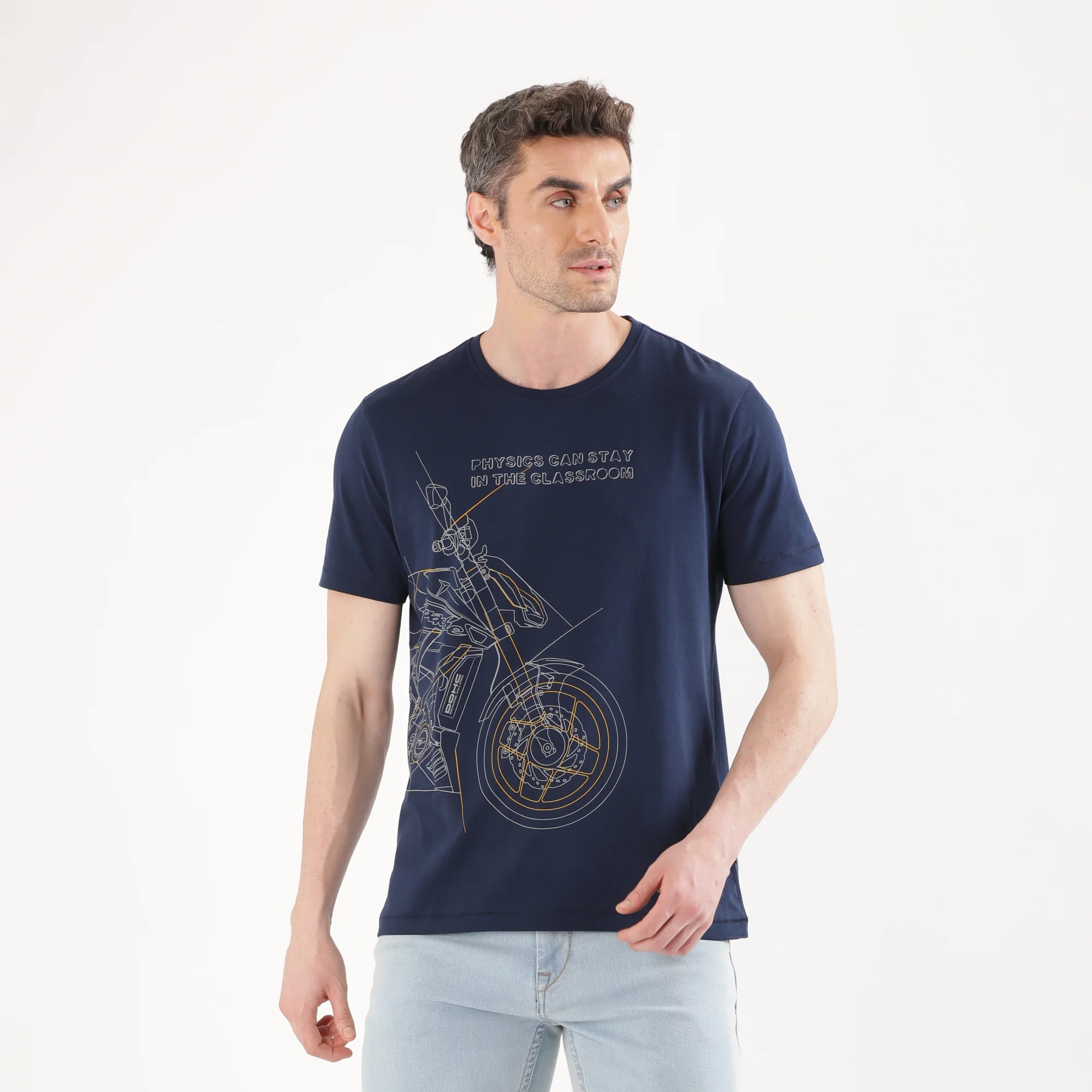 TVS Originals Collection Crew Neck T-Shirt – Bold Street Style, 100% Pure Cotton, Ultra-Soft Comfort, Breathable Anti-Odor Fabric, Skin-Friendly & Long-Lasting Durability for Riders (Racing Navy) - Image 4