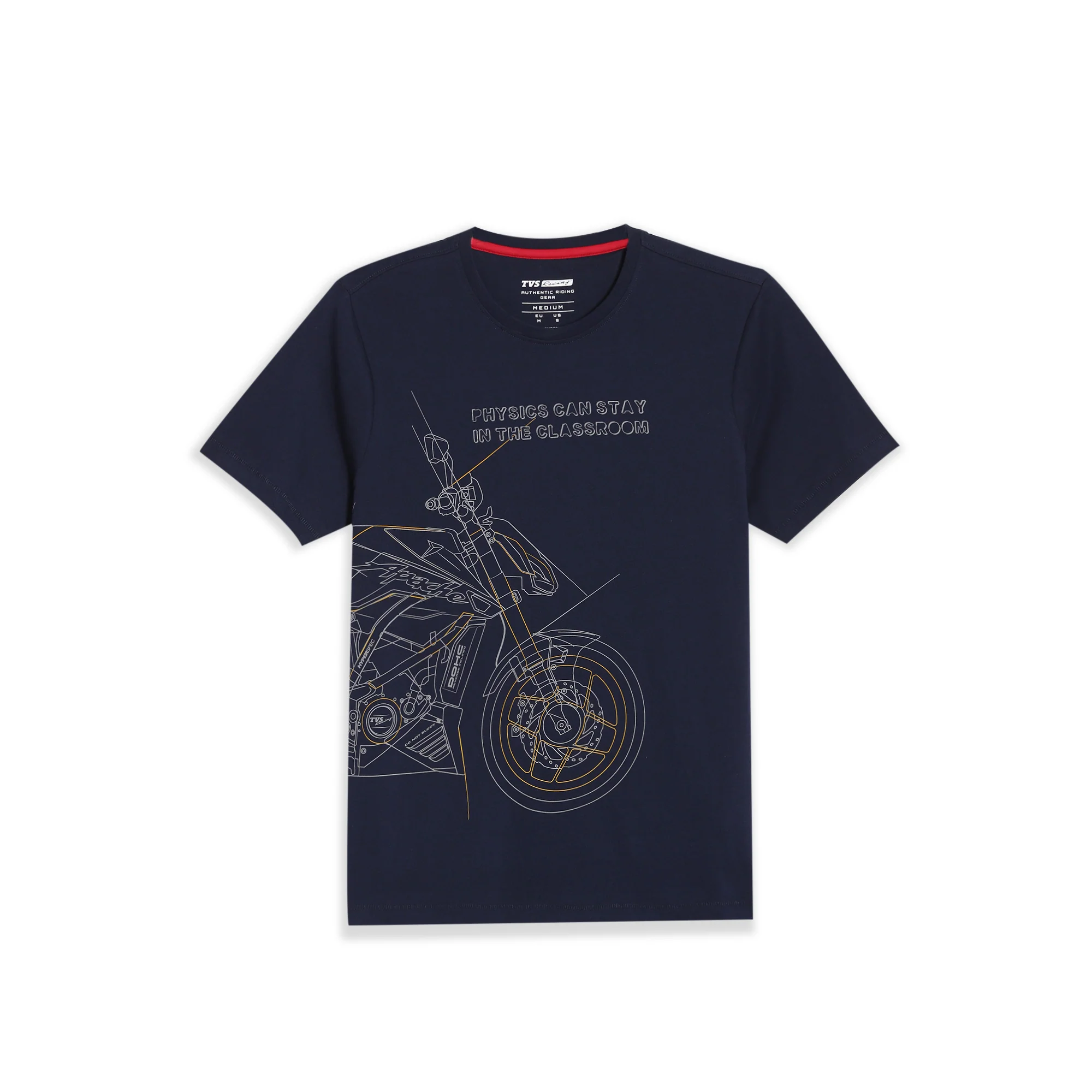 TVS Originals Collection Crew Neck T-Shirt – Bold Street Style, 100% Pure Cotton, Ultra-Soft Comfort, Breathable Anti-Odor Fabric, Skin-Friendly & Long-Lasting Durability for Riders (Racing Navy) - Image 6