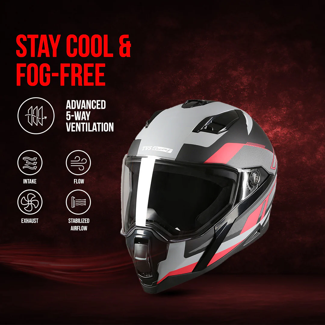 TVS Racing Anti Matter Full Face Helmet for Bike & Motorcycle Riders # -DOT & ISI Certified-Lightweight ABS Shell, UV Resistant-Ventilated Comfort Liner, Quick-Release Visor & Chin Strap - Image 35