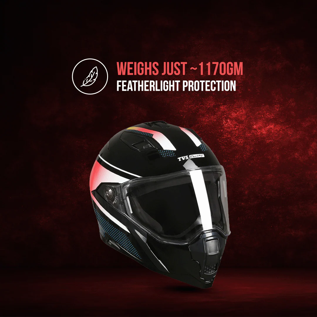 TVS Racing Anti Matter Full Face Helmet for Bike & Motorcycle Riders # -DOT & ISI Certified-Lightweight ABS Shell, UV Resistant-Ventilated Comfort Liner, Quick-Release Visor & Chin Strap - Image 55