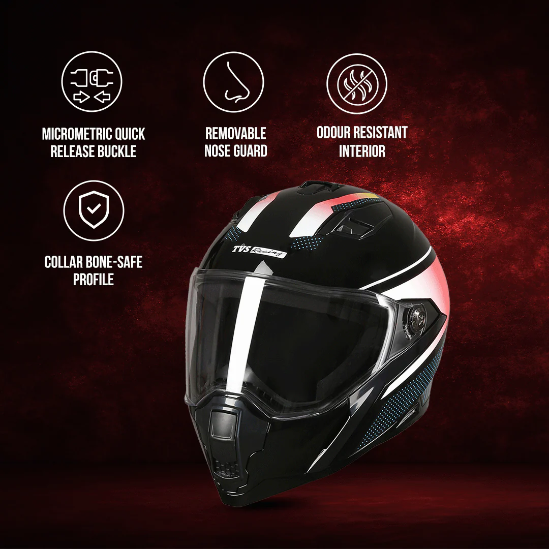 TVS Racing Anti Matter Full Face Helmet for Bike & Motorcycle Riders # -DOT & ISI Certified-Lightweight ABS Shell, UV Resistant-Ventilated Comfort Liner, Quick-Release Visor & Chin Strap - Image 61