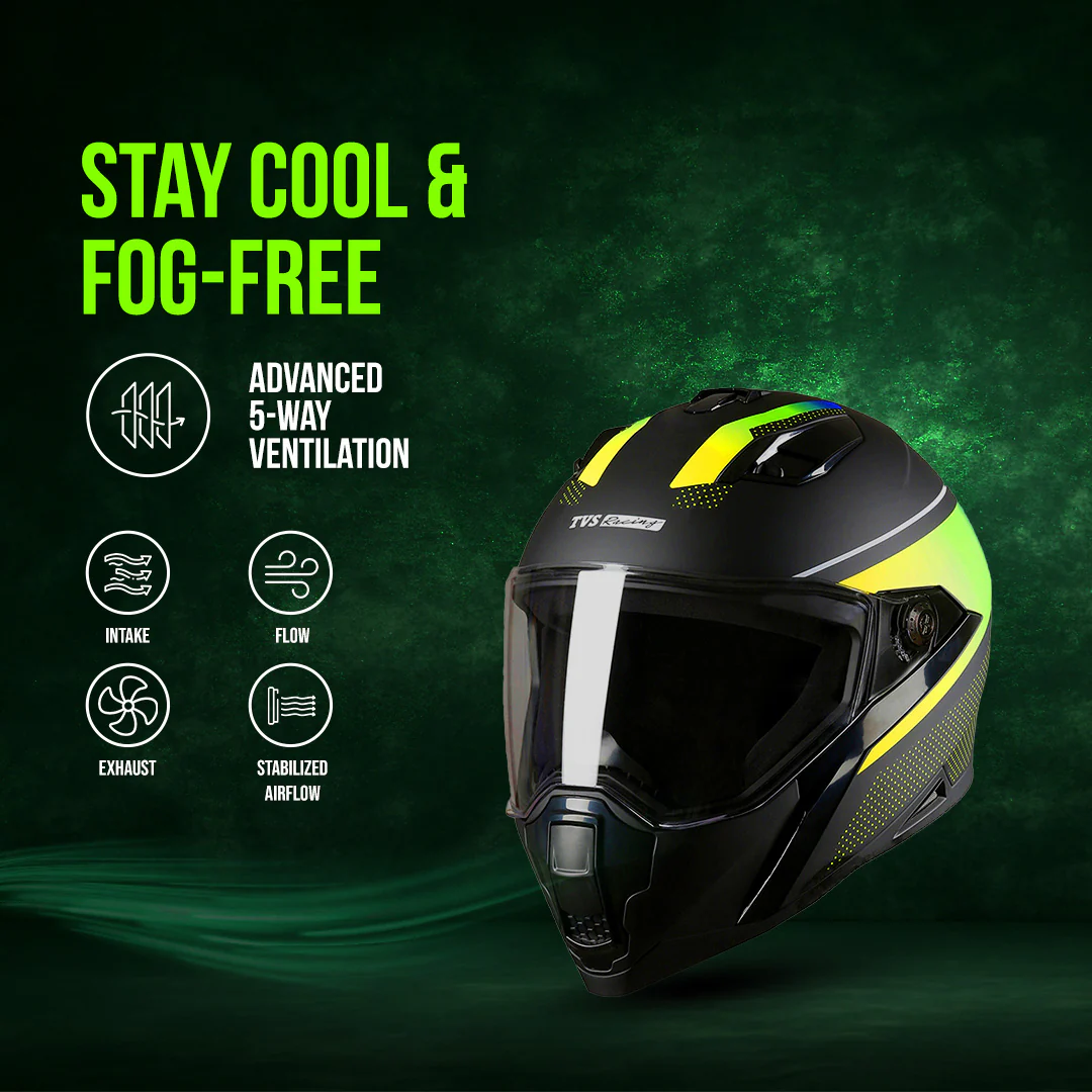 TVS Racing Anti Matter Full Face Helmet for Bike & Motorcycle Riders # -DOT & ISI Certified-Lightweight ABS Shell, UV Resistant-Ventilated Comfort Liner, Quick-Release Visor & Chin Strap - Image 85