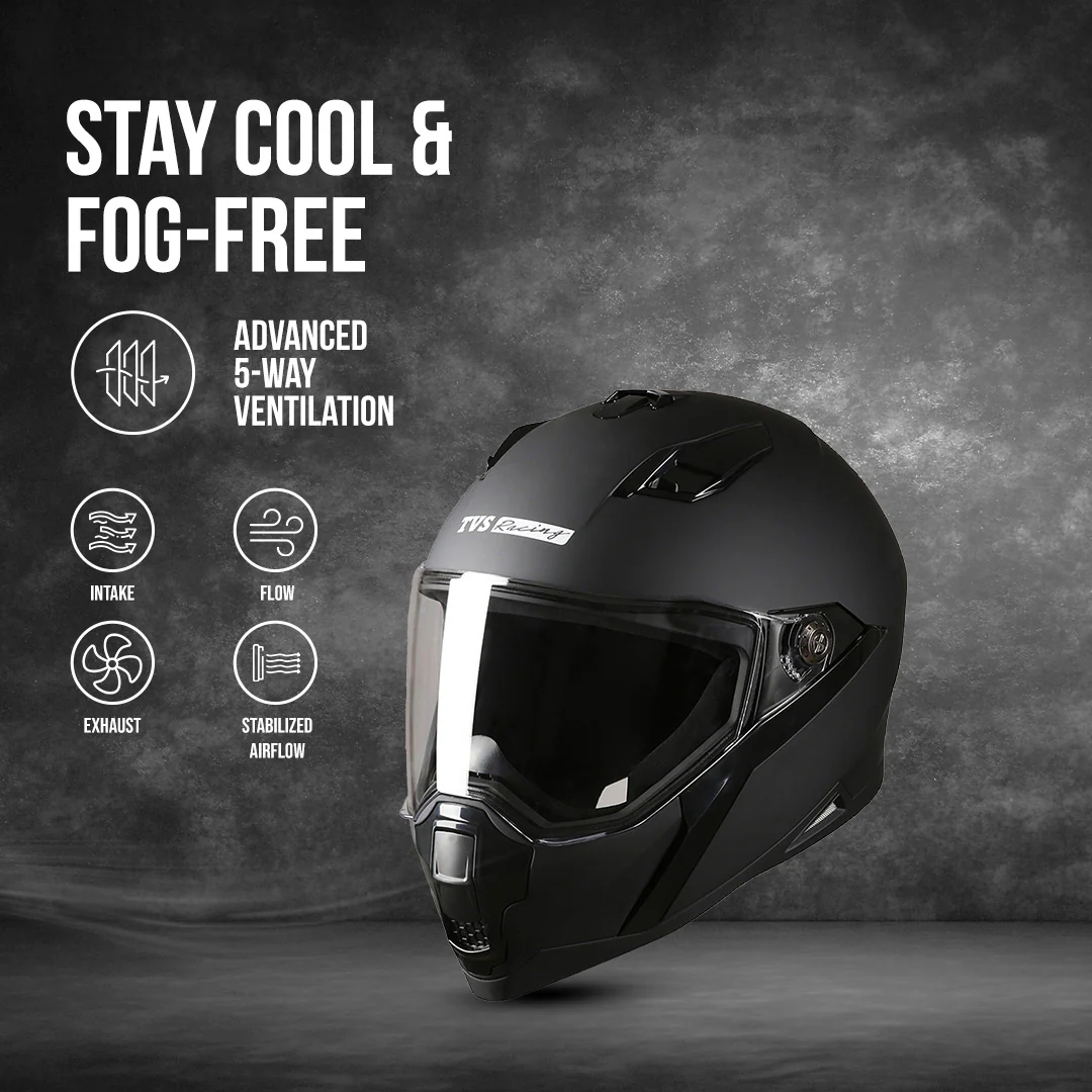 TVS Racing Anti Matter Full Face Helmet for Bike & Motorcycle Riders # -DOT & ISI Certified-Lightweight ABS Shell, UV Resistant-Ventilated Comfort Liner, Quick-Release Visor & Chin Strap - Image 9