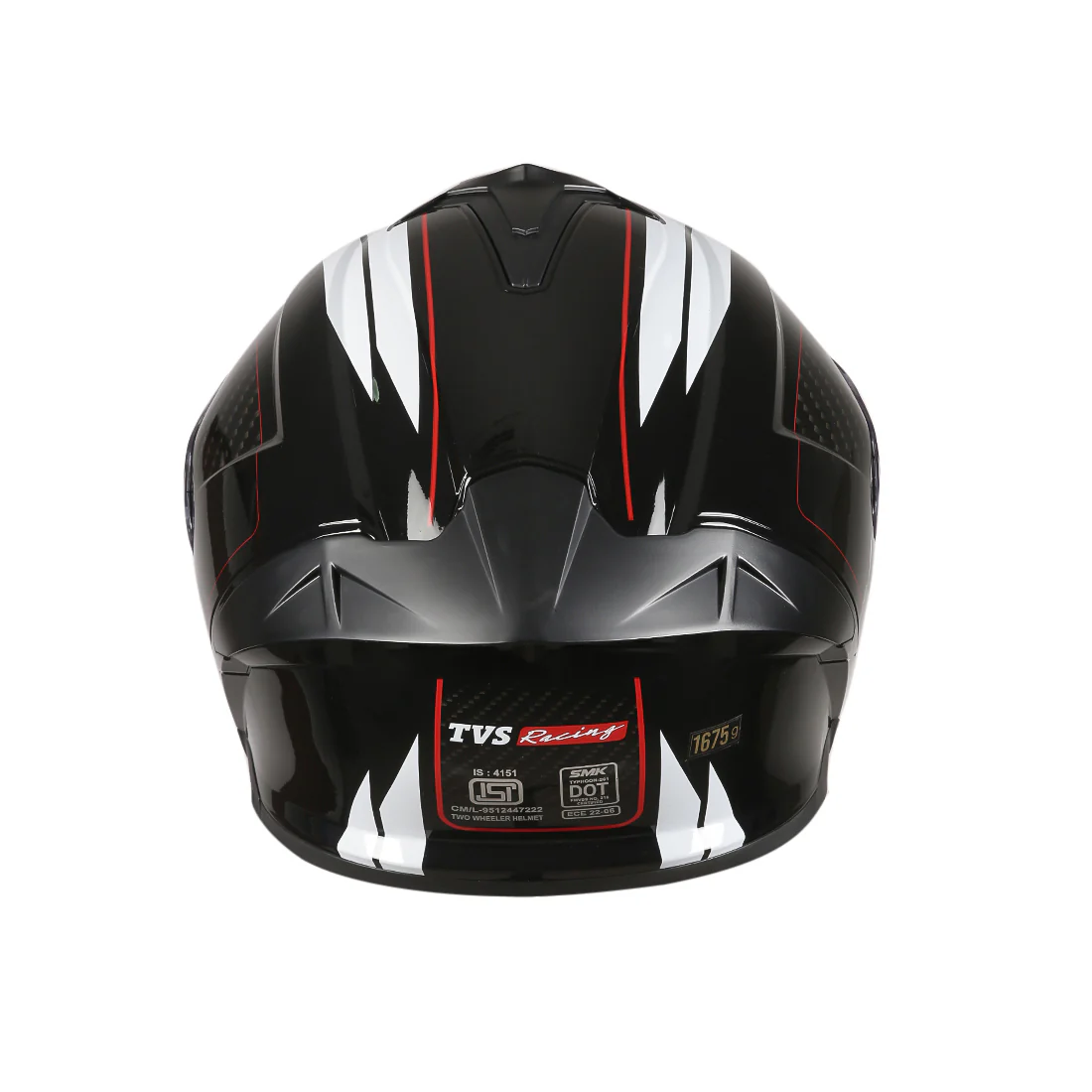 TVS Racing Hurricane Series Full Face Dual Visor Helmet for Men | Premium Bike Helmets with ABS Shell, UV Paint | Quick Release System | Aerodynamic Design | ECE, DOT & ISI Certified (White & Red) - Image 5