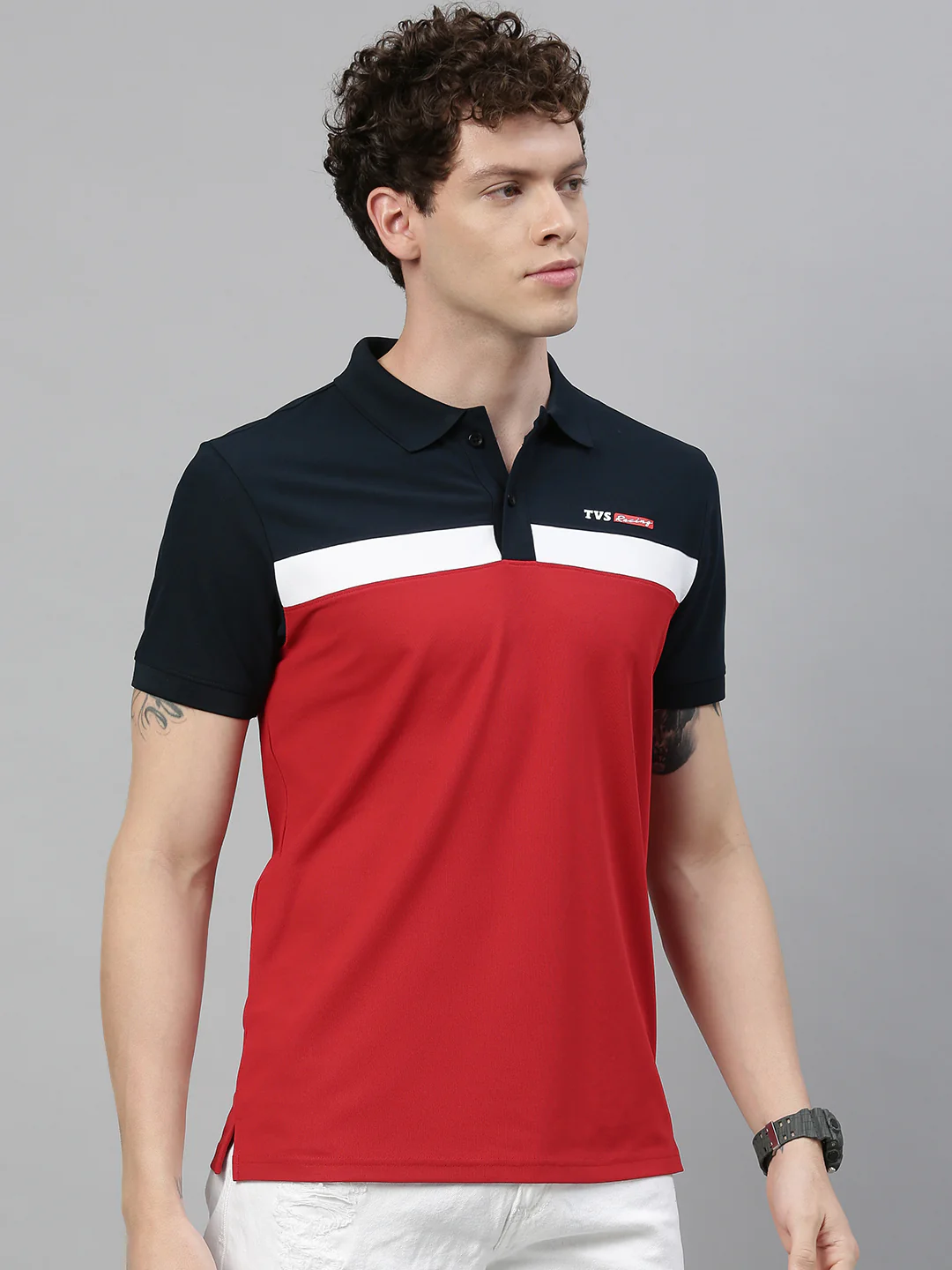 TVS Racing Polo T Shirt Polyester Blue Red - Image 3