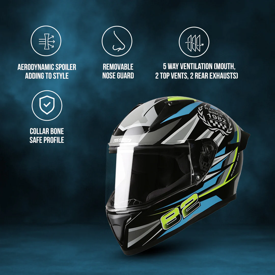 TVS Racing Titan Series Full Face Helmet for Men | Premium Bike Helmets with ABS Shell, UV Paint | Quick Release System | Aerodynamic Design | DOT & ISI Certified - Image 29