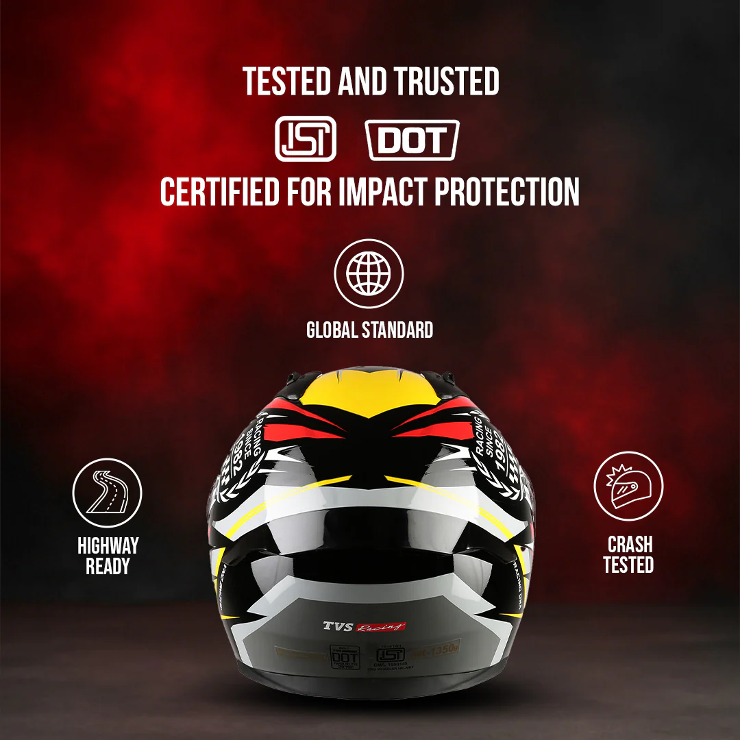 TVS Racing Titan Series Full Face Helmet for Men | Premium Bike Helmets with ABS Shell, UV Paint | Quick Release System | Aerodynamic Design | DOT & ISI Certified - Image 42