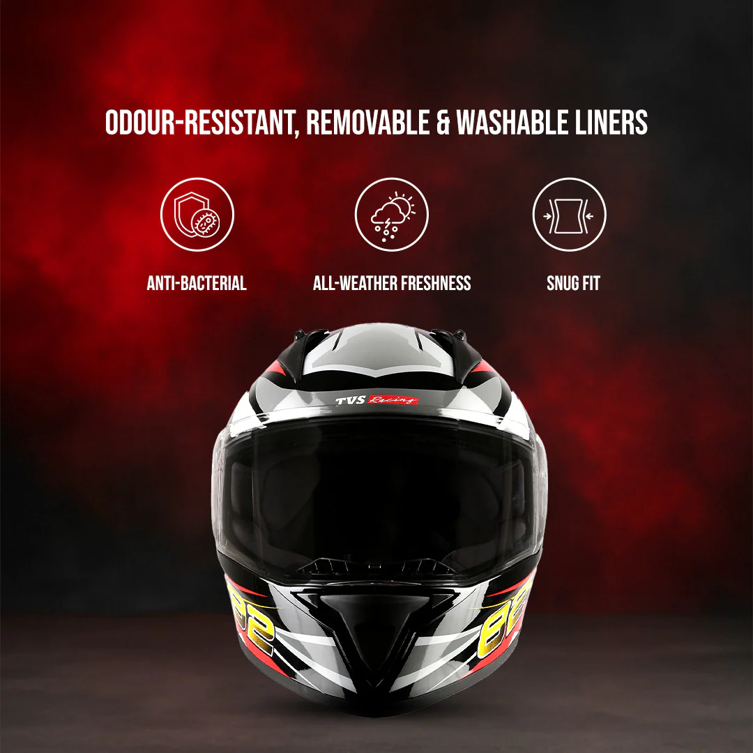 TVS Racing Titan Series Full Face Helmet for Men | Premium Bike Helmets with ABS Shell, UV Paint | Quick Release System | Aerodynamic Design | DOT & ISI Certified - Image 44