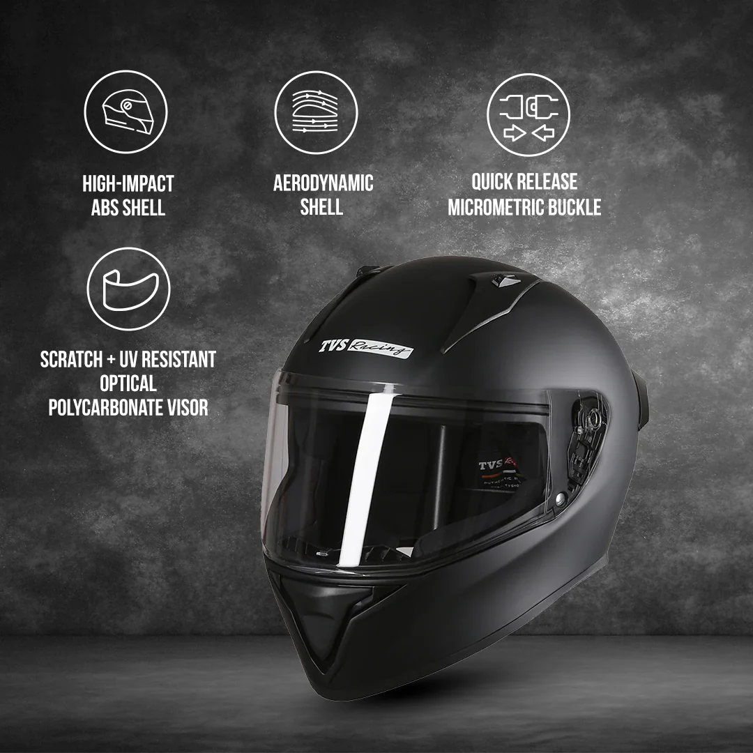TVS Racing Titan Series Full Face Helmet for Men | Premium Bike Helmets with ABS Shell, UV Paint | Quick Release System | Aerodynamic Design | DOT & ISI Certified - Image 52