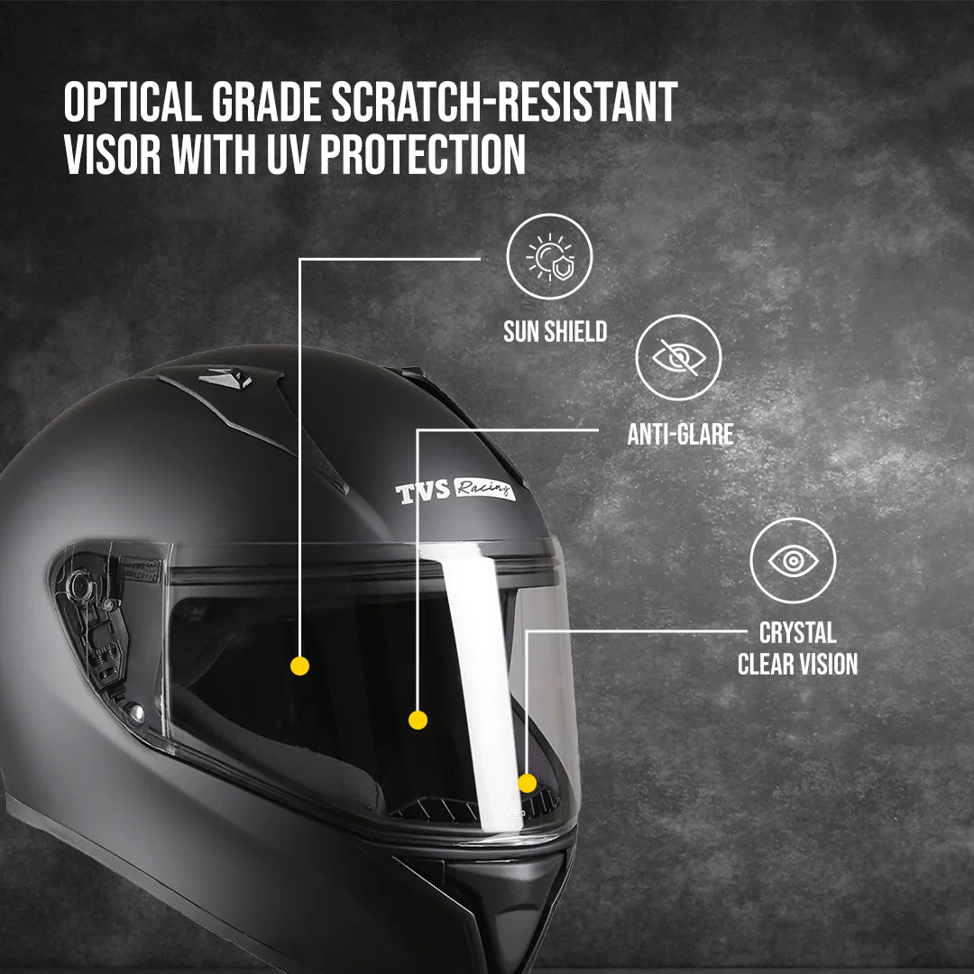 TVS Racing Titan Series Full Face Helmet for Men | Premium Bike Helmets with ABS Shell, UV Paint | Quick Release System | Aerodynamic Design | DOT & ISI Certified - Image 57