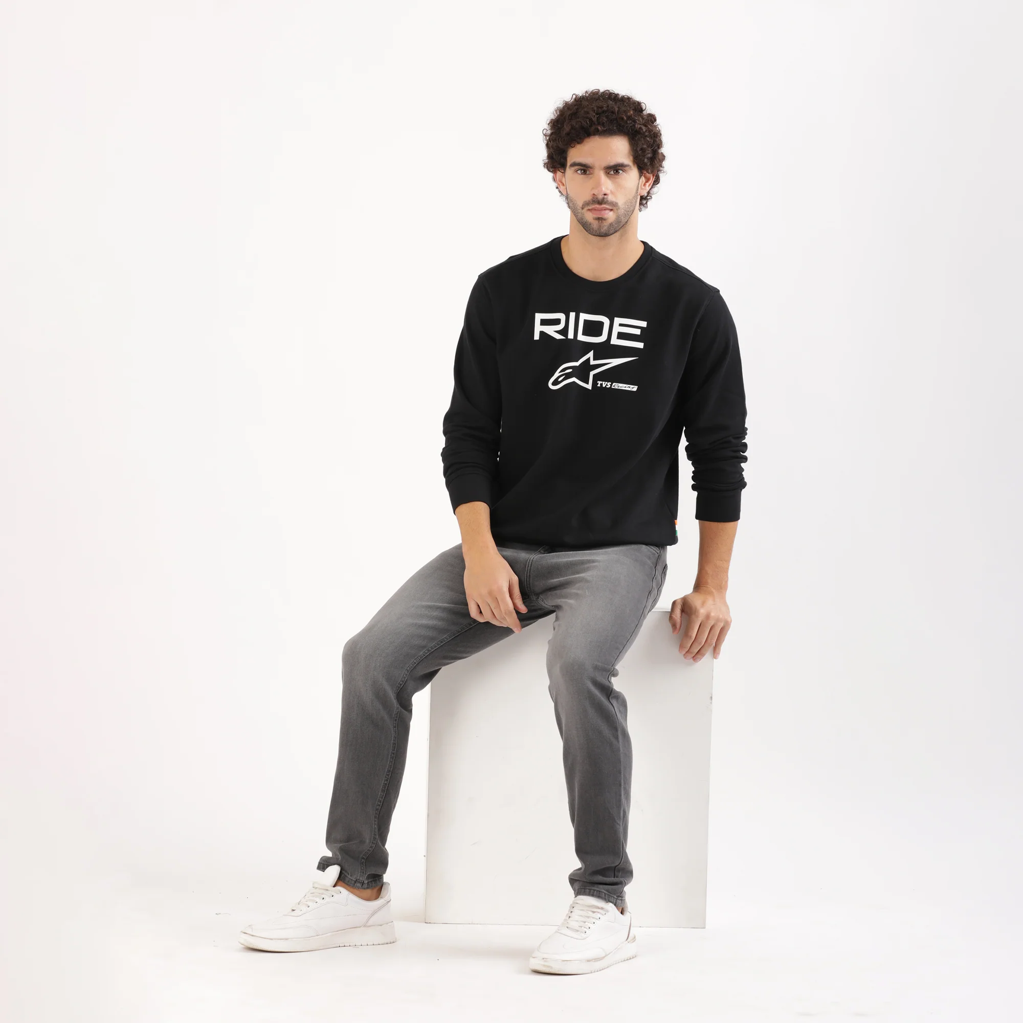 TVS Racing x Alpinestars Crew Neck Pullover Sweatshirt – 100% Cotton French Terry, Ultra-Soft Comfort, Breathable Anti-Odor Fabric, Ribbed Hem & Sleeves for Premium Fit & Style - Image 3