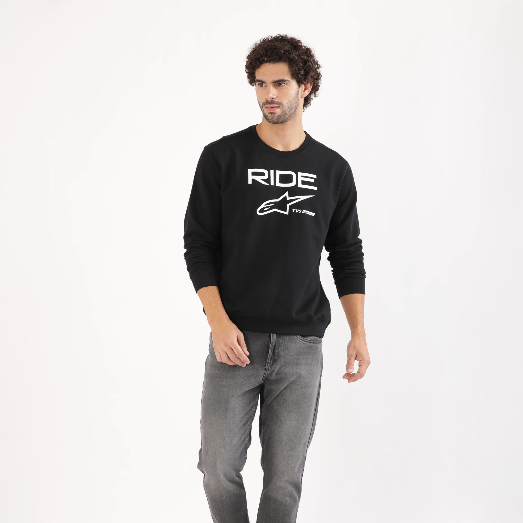 TVS Racing x Alpinestars Crew Neck Pullover Sweatshirt – 100% Cotton French Terry, Ultra-Soft Comfort, Breathable Anti-Odor Fabric, Ribbed Hem & Sleeves for Premium Fit & Style - Image 4