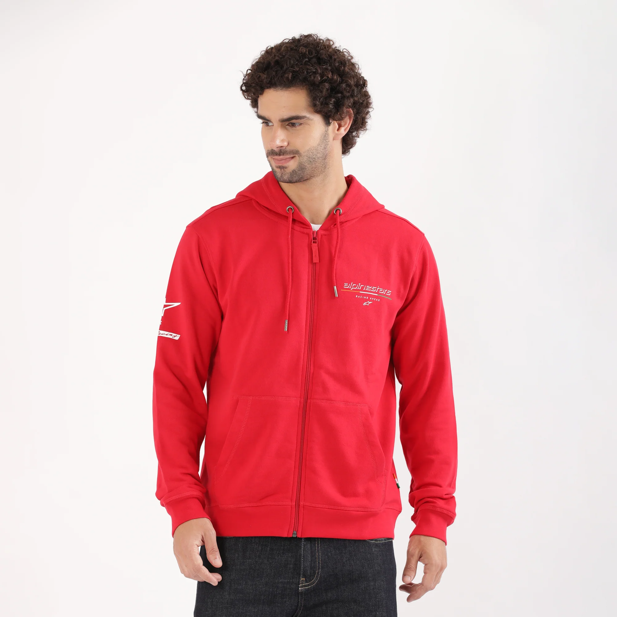 TVS Racing x Alpinestars Hooded Sweatshirt – 100% Cotton French Terry, Ultra-Soft Comfort, Breathable Anti-Odor Fabric, YKK Zipper, Kangaroo Pocket, Ribbed Hem & Stylish Streetwear Look - Image 5